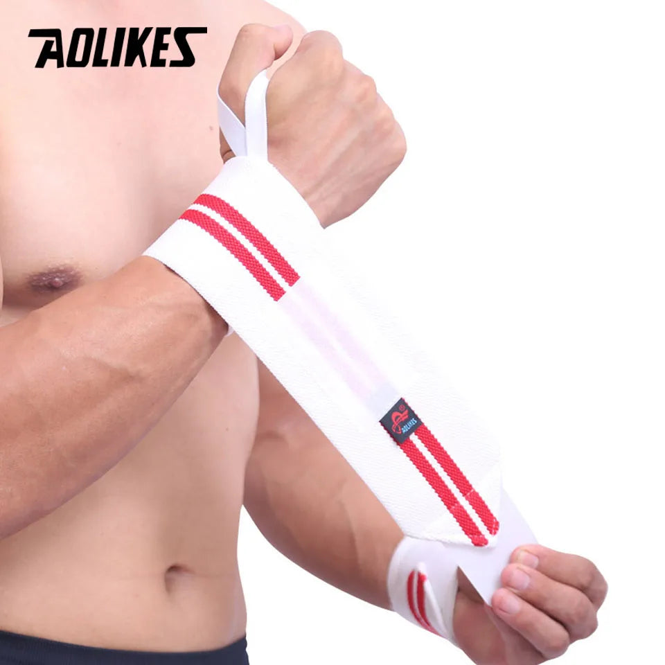1PCS AOLIKES Wrist Support Gym Weightlifting Training Weight Lifting Gloves Bar Grip Barbell Straps Wraps Hand Protection