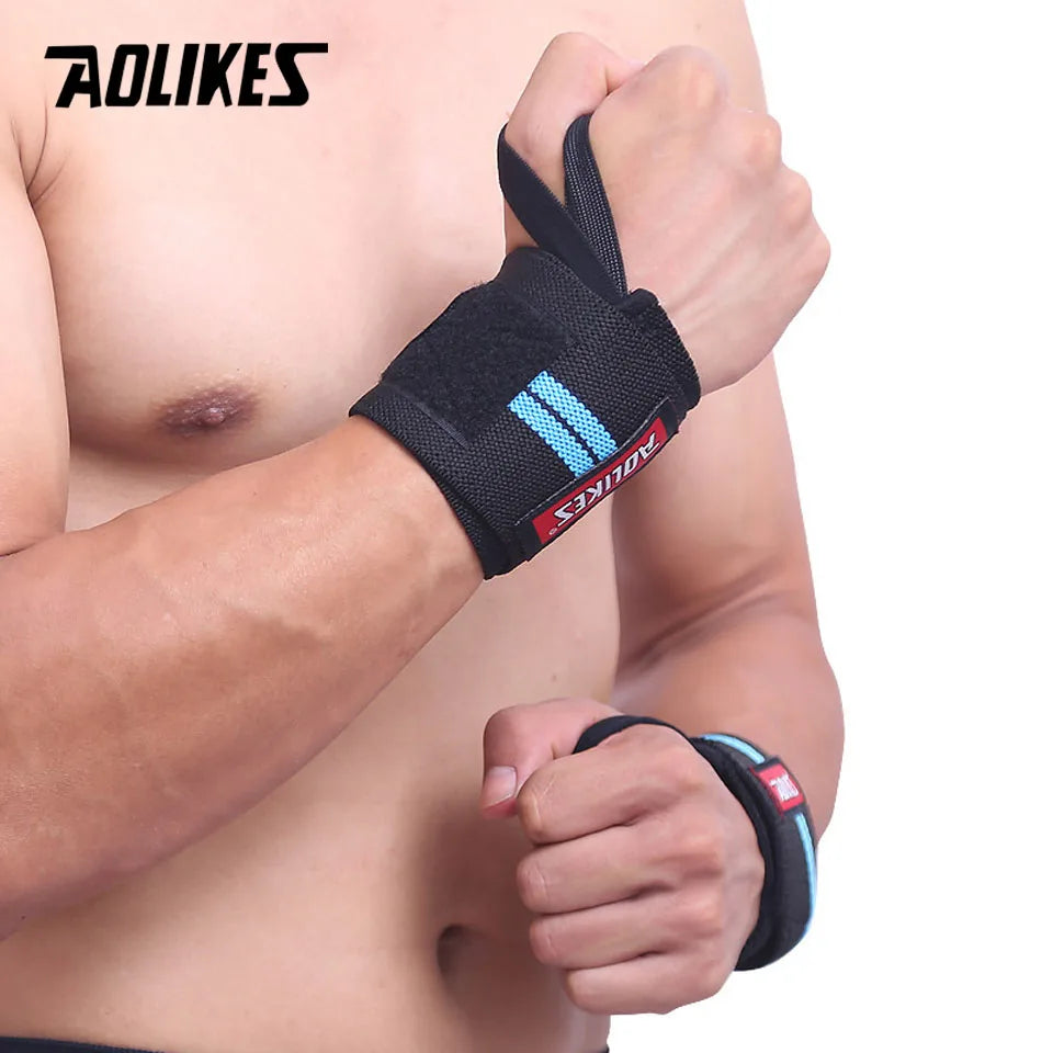 1PCS AOLIKES Wrist Support Gym Weightlifting Training Weight Lifting Gloves Bar Grip Barbell Straps Wraps Hand Protection
