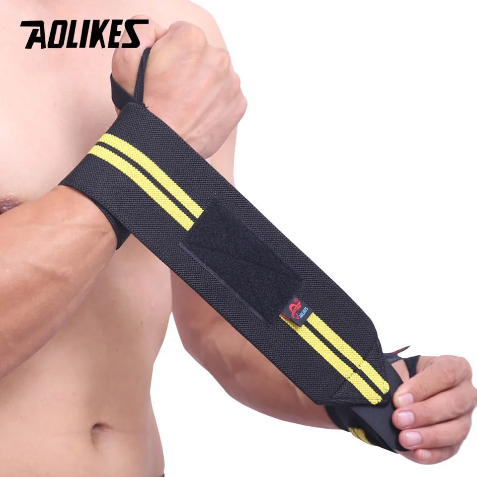 1PCS AOLIKES Wrist Support Gym Weightlifting Training Weight Lifting Gloves Bar Grip Barbell Straps Wraps Hand Protection