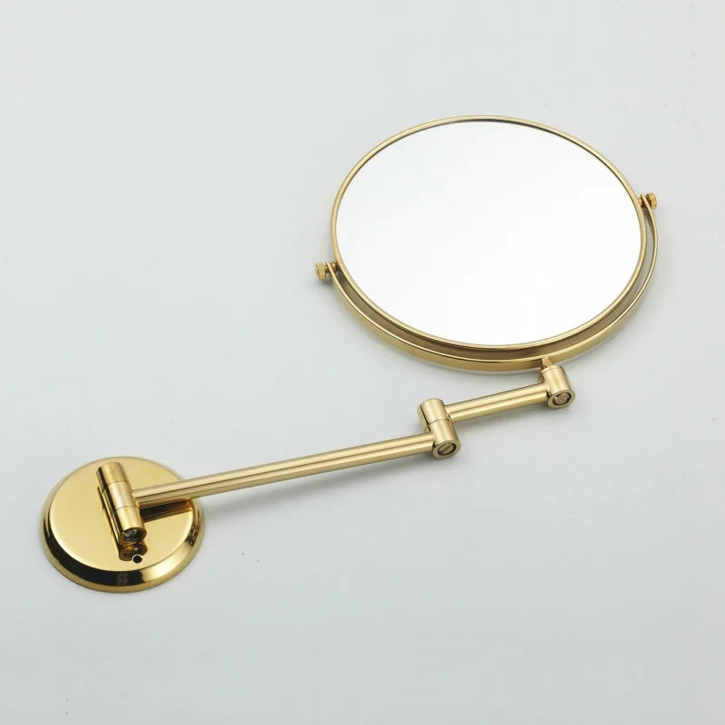 BECOLA Double Side Bathroom Folding Brass Shave Makeup Mirror Gold Plated Wall Mounted Dual Arm Extend Bath Mirror BR-6738
