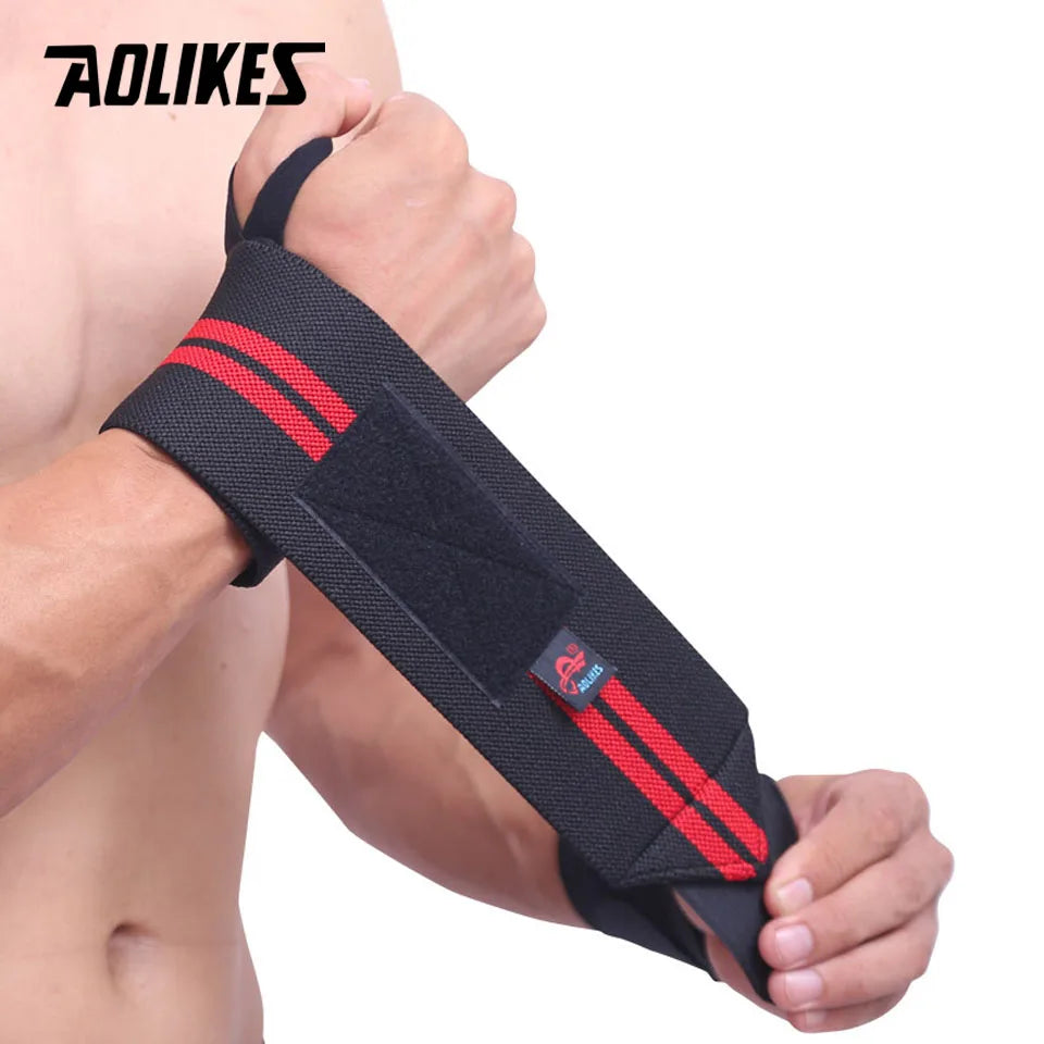 1PCS AOLIKES Wrist Support Gym Weightlifting Training Weight Lifting Gloves Bar Grip Barbell Straps Wraps Hand Protection