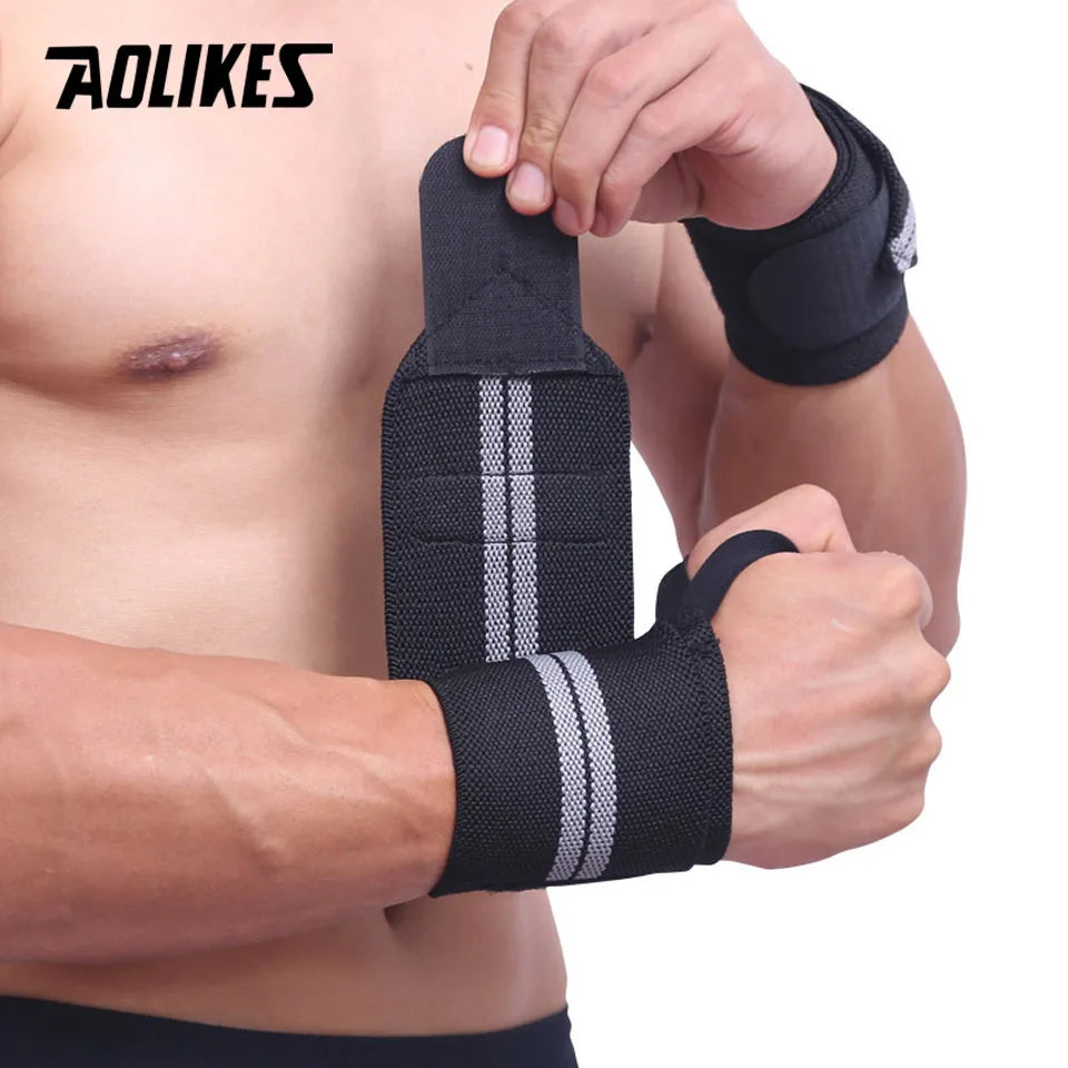 1PCS AOLIKES Wrist Support Gym Weightlifting Training Weight Lifting Gloves Bar Grip Barbell Straps Wraps Hand Protection