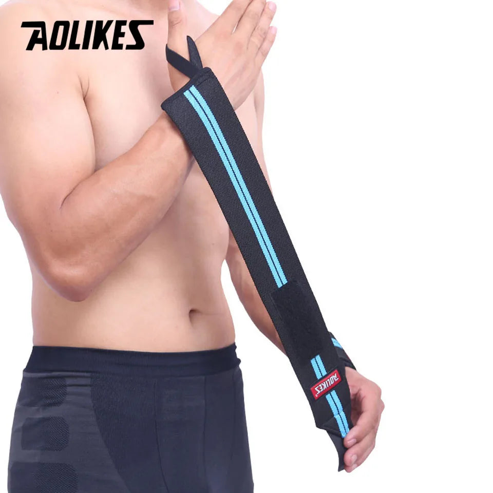 1PCS AOLIKES Wrist Support Gym Weightlifting Training Weight Lifting Gloves Bar Grip Barbell Straps Wraps Hand Protection