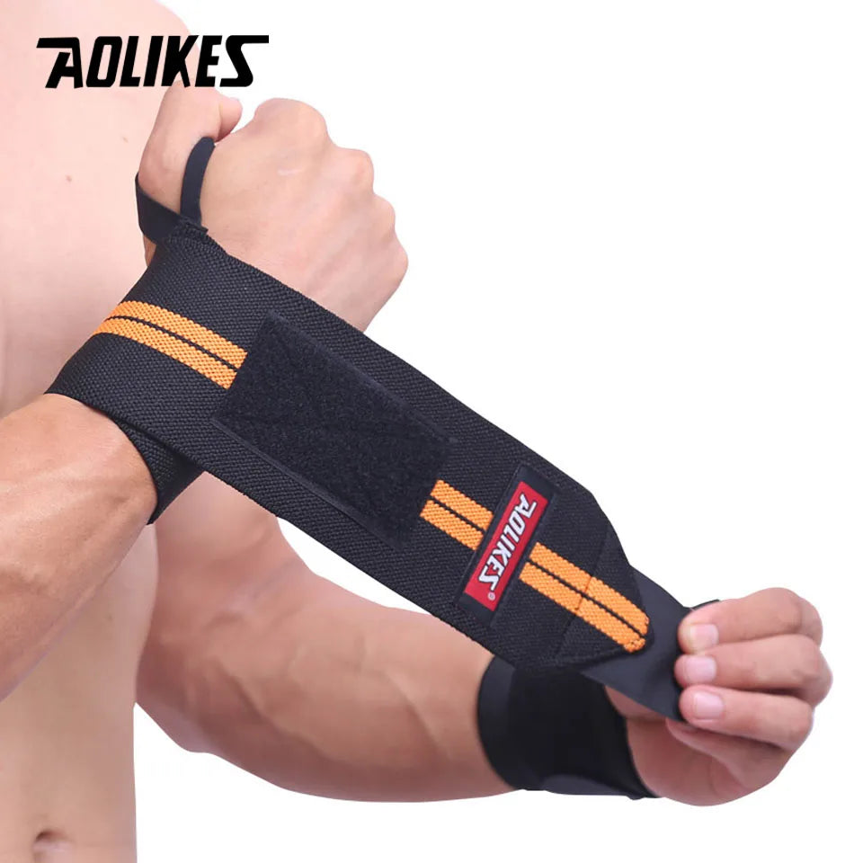 1PCS AOLIKES Wrist Support Gym Weightlifting Training Weight Lifting Gloves Bar Grip Barbell Straps Wraps Hand Protection