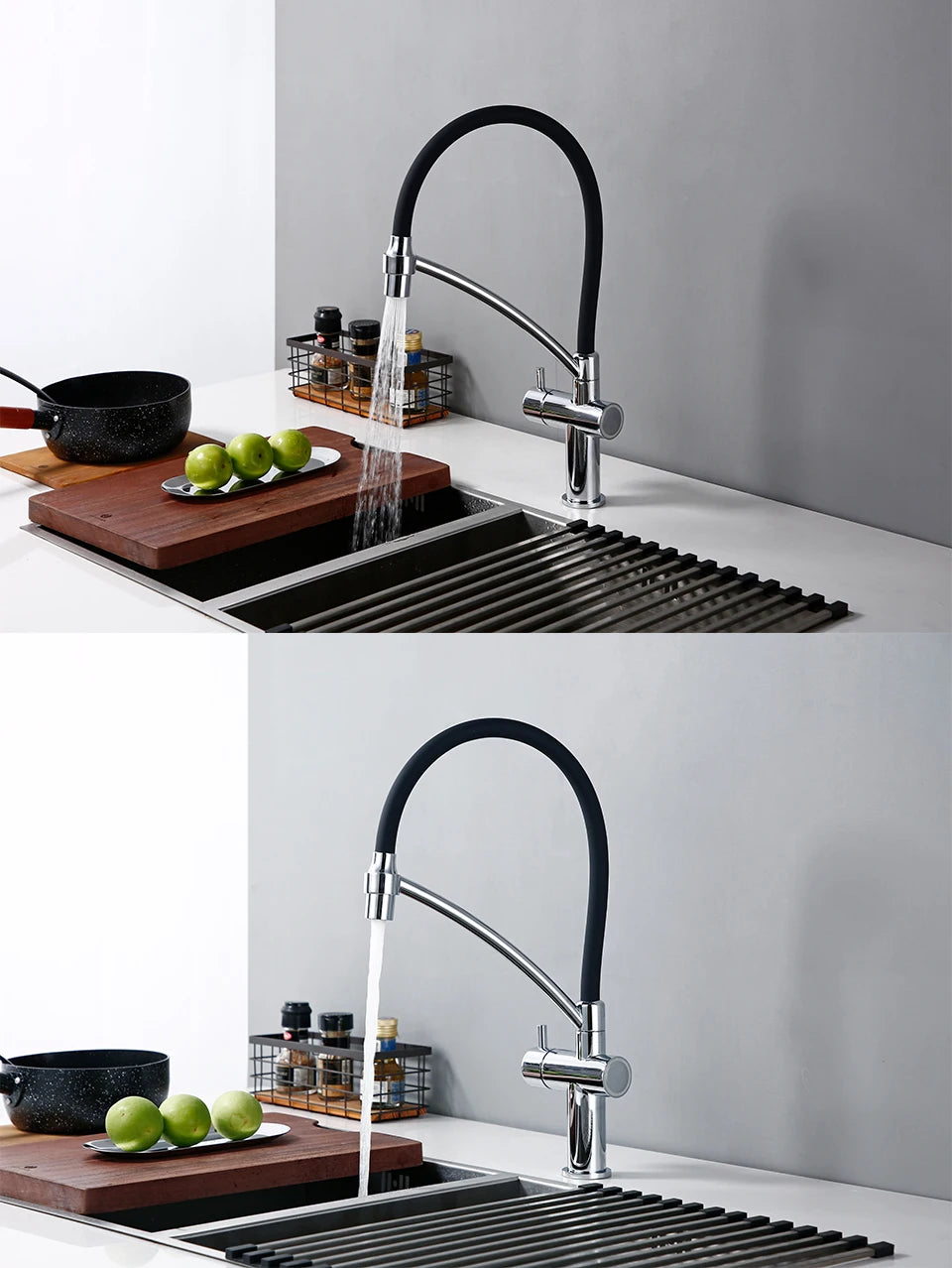 Smesiteli Smart Sensor Touch Tap Kitchen Faucet Black Pull Out Chrome Hot Cold Water Single lever Touchless Mixer With Sprayer