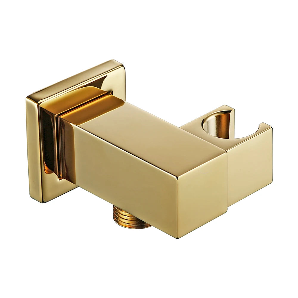 Solid Brass Modern Matt Black Shower Accessories Wall Mounted Square Hand Shower Holder Wall-Mounted Fixed Hand Shower Bracket