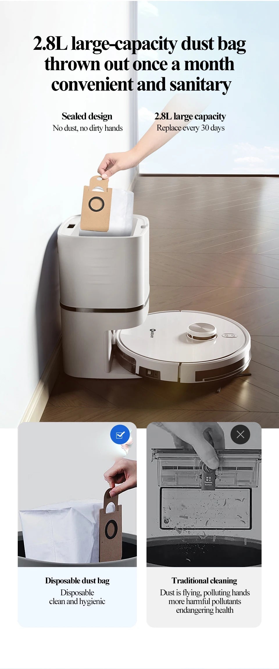 NEATSVOR S600 Robot Laser Navigation 6000PA Dust Bag Automatic Dust Collection System Smart Home