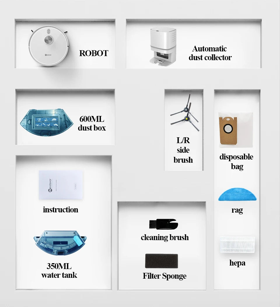 NEATSVOR S600 Robot Laser Navigation 6000PA Dust Bag Automatic Dust Collection System Smart Home