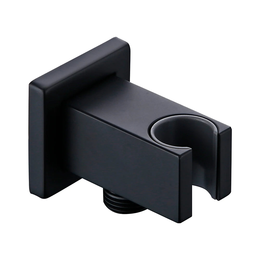 Solid Brass Modern Matt Black Shower Accessories Wall Mounted Square Hand Shower Holder Wall-Mounted Fixed Hand Shower Bracket