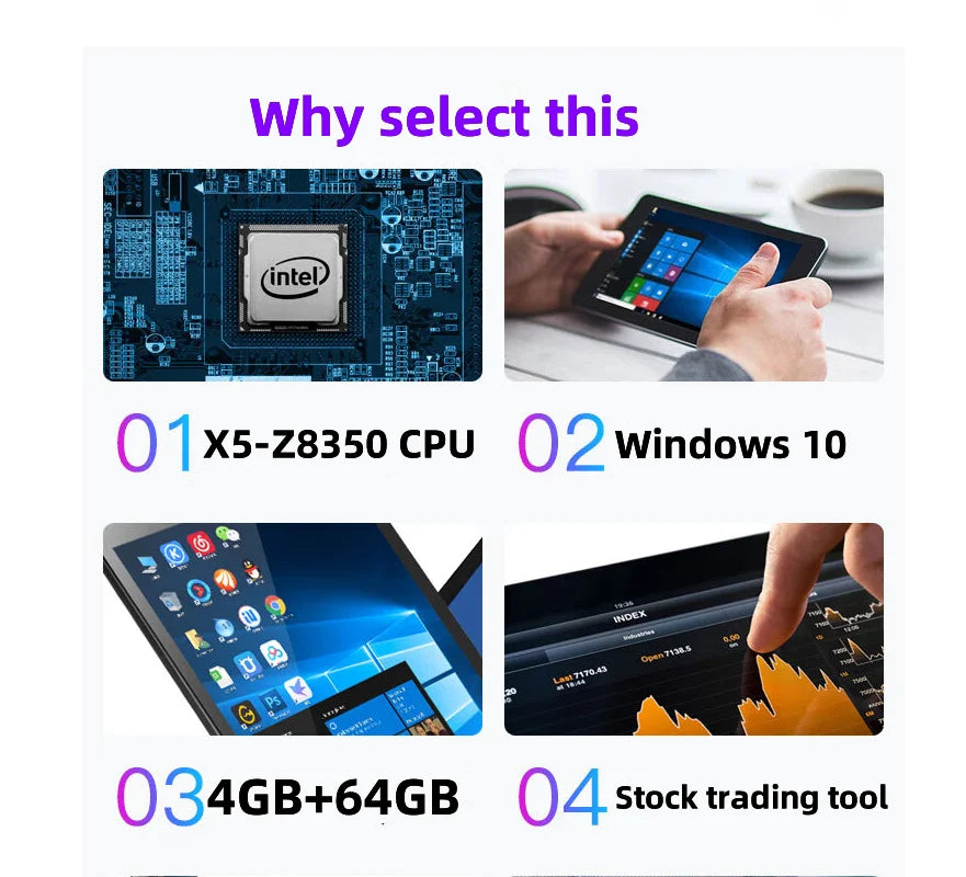 Big Sales 8 INCH 64 Bit x64 System Windows 10 Pocket Tablet PC 4GB /8GB RAM +64GB/128GB ROM AR3 Dual Cameras Quad Core