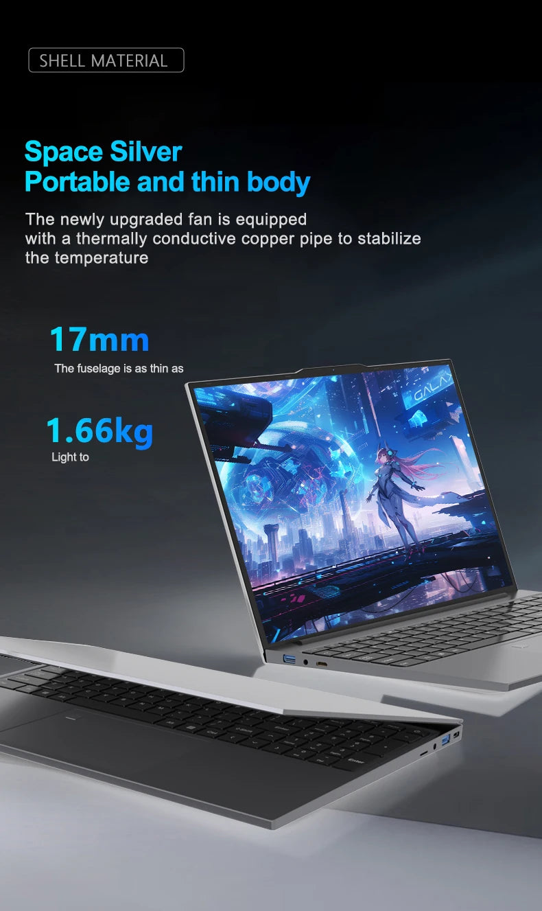 15.6"Ultra Slim Laptop 32GB RAM 2048GB SSD Intel Core i7-6500U Notebook Gamer 1920*1080 Display Office Study Computer Windows 11