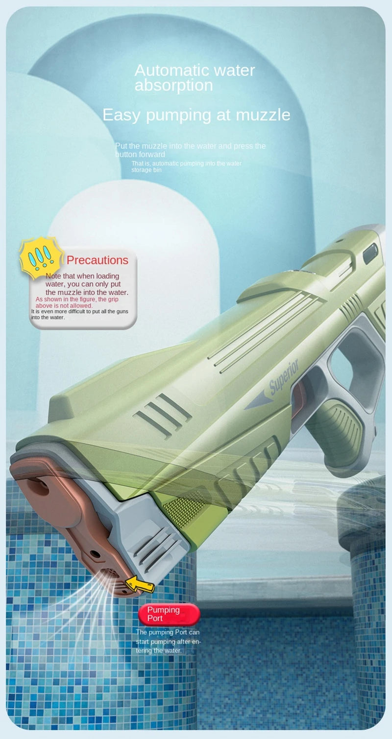Full  Automatic Electric Water Gun Toys 43cm Portable Children Adult Summer Beach Outdoor Fight Fantasy Toys for Boys Kids Game