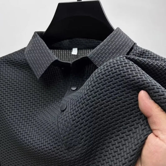 New Summer Men's Short Sleeve T-shirt  Solid Color Cool and Breathable POLO Shirt Business Casual Sweat-absorbing Top M-5XL