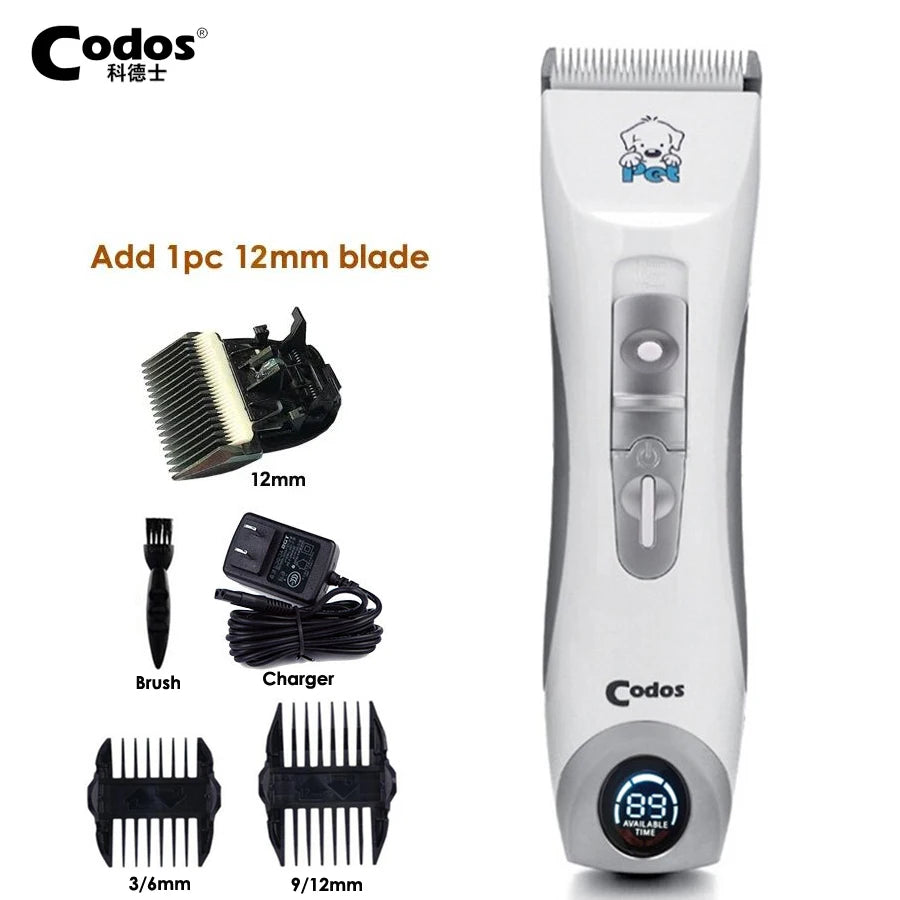Codos CP9600 Professional Pet Clipper Cat Dog Clippers Shaver Electric Grooming Trimmer Rechargeable Haircut Machine LCD Display