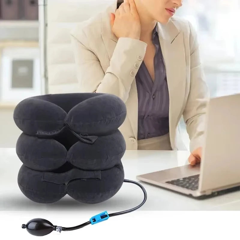 Neck Support Cushion Inflatable Air Cervical Neck Traction Device Pain Stress Relief Tractor Support Massage NECK Pillow Neck Su