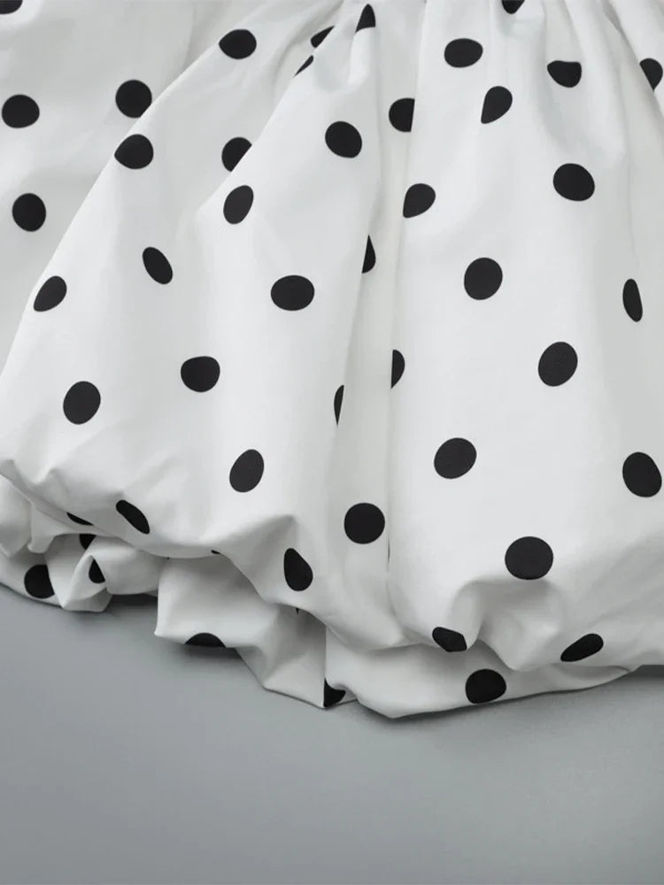 Polka Dot Halter Strapless Dress Women Elegant Sleeveless Backless Waist Cinching Ball Gown Fashion Chic Ladies Evening Dresses