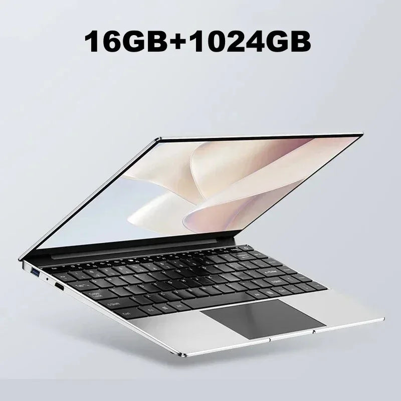 Ultra Slim Laptop 14.1" 16GB RAM 1TB SSD Intel N3700 Notebook Gamer  1920*1080  Display Office Study Computer PC Windows 11 Pro