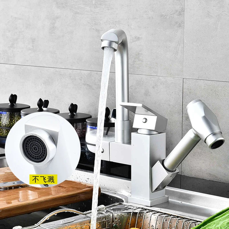 White With Dot Bathroom Kitchen Faucet Contemporary Faucet Single Handle Hot and Cold Mixer Taps  Beige with dot