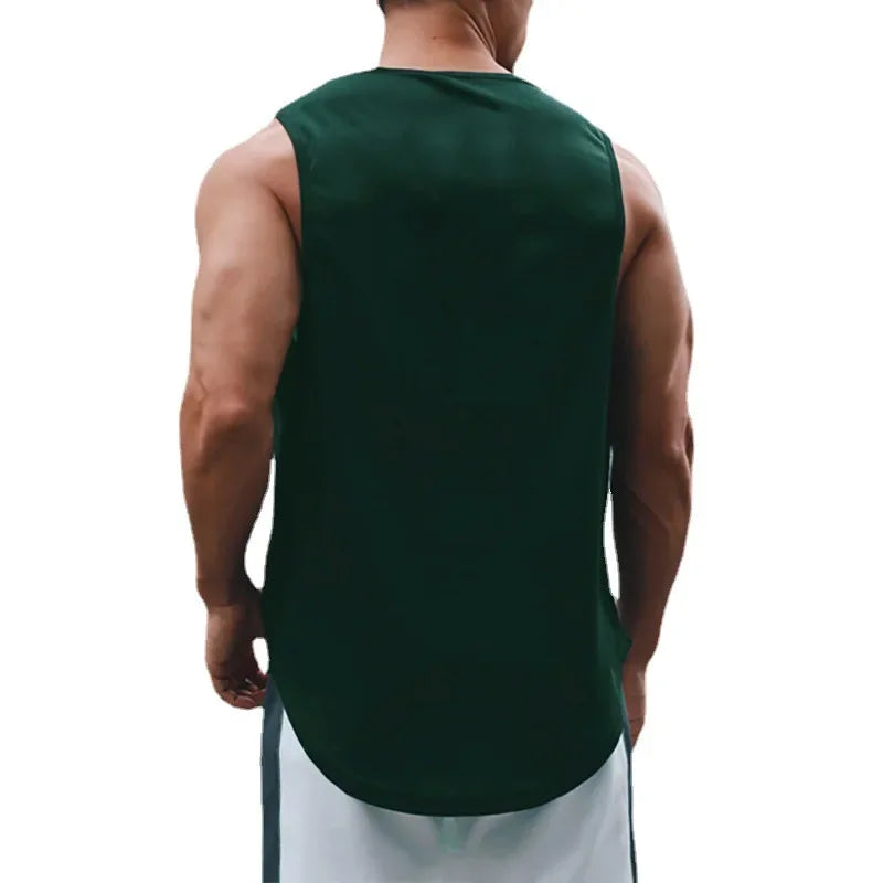 Summer Men's Running Vest Gym Tank Tops Fitness Clothing Quick-drying Loose Bodybuilding Sleeveless Shirt Basketball Singlets