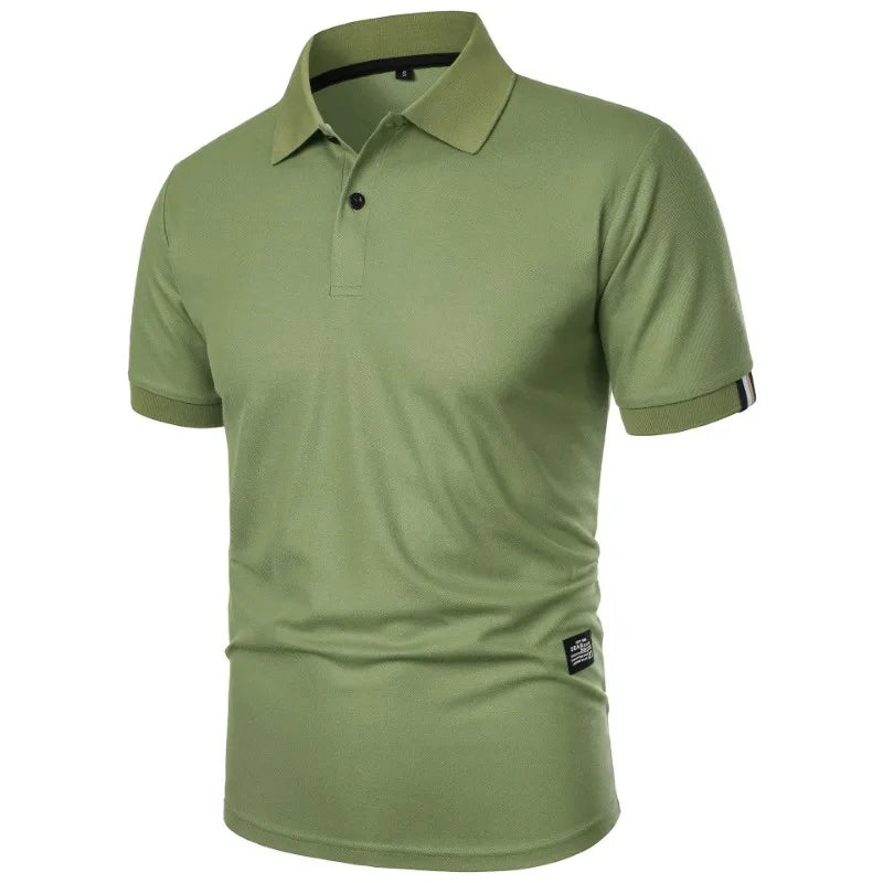 Summer Solid Color Polo Shirt Men's Short Sleeve Button Tshirts Lapel Lightweight  Streetwear Sport Casual Tops