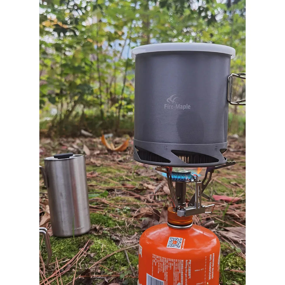 Fire Maple FMC-XK6  Heat Exchanger Pot 1L Foldable Cooking Pots with Mesh Bag Outdoor Camping Cookware