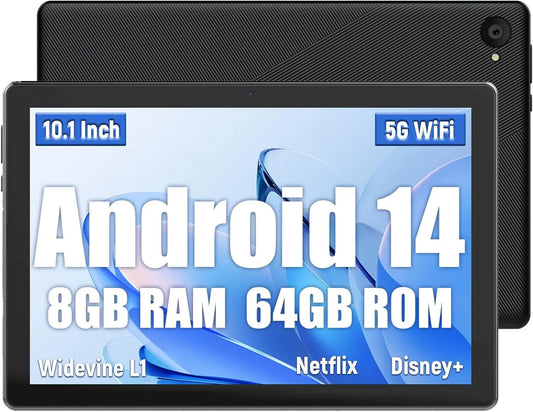 URAO C11 PC Tablet 10 Inch Android 14 Tablet 8GB RAM+64GB ROM +1TB Expansion CPU A523 Octa-Core 8MP+5MP Camera Face ID OTG WiFi