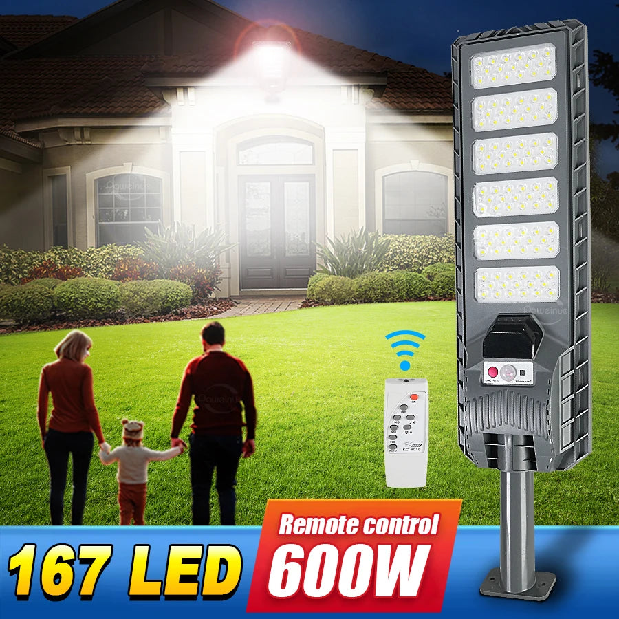 2024 Newest 600W LED Outdoor Solar Lights Motion Sensor Wall External Solar Lamp Waterproof Sunlight Power Street Garden Light