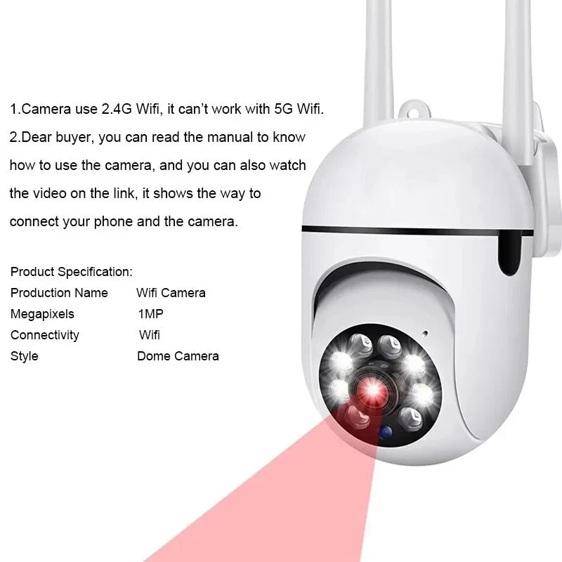 Security Camera 1080P HD Camera 355° Surveillance Camera Night Vision Motion Detection Siren WiFi Remote Two-Way Audio Waterproo