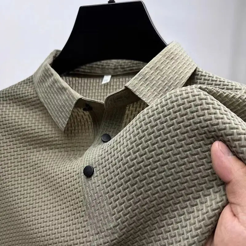 New Summer Men's Short Sleeve T-shirt  Solid Color Cool and Breathable POLO Shirt Business Casual Sweat-absorbing Top M-5XL