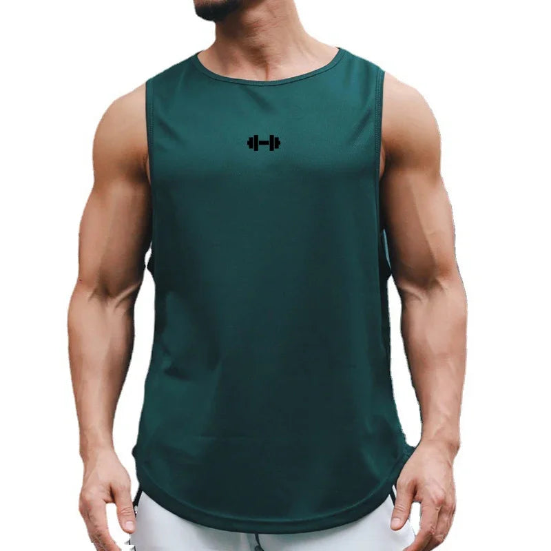 Summer Men's Running Vest Gym Tank Tops Fitness Clothing Quick-drying Loose Bodybuilding Sleeveless Shirt Basketball Singlets