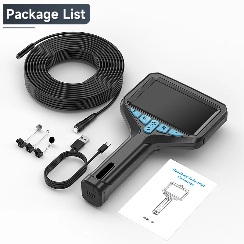 Industrail Endoscope Camera 4.3'' IPS Screen 2-100M HD1080P 8MM Probe Car Pipe Sewer Inspection Borescope Waterproof LED 2600mAh