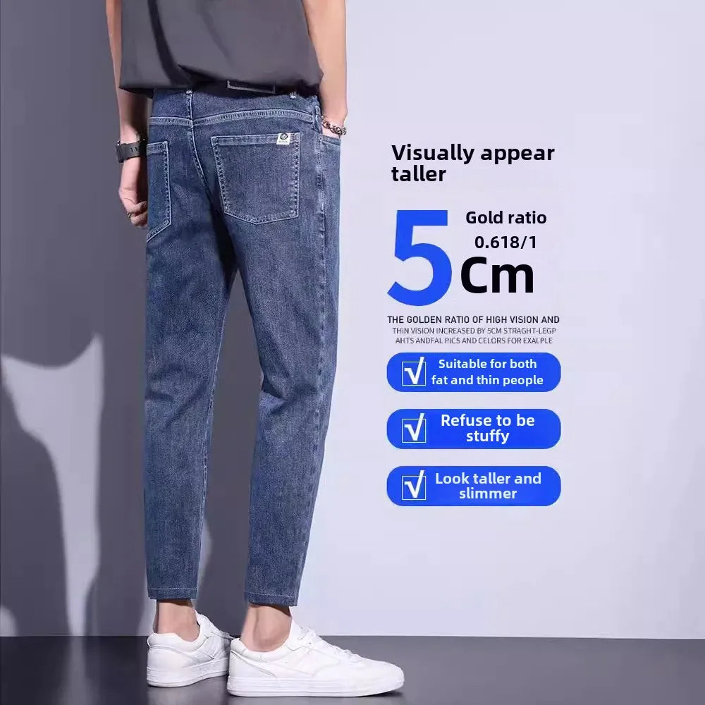 Trendy Jeans For Men Slim Fit Smooths Your Silhouette Casual Long Pants Summer 2024 New Style Slim Fit Denim Trousers