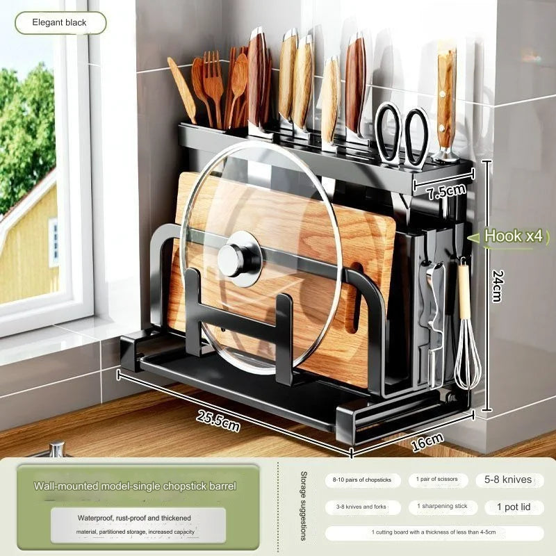 Kitchen Knife Rack Storage Rack for Kitchen Knives, Chopsticks, Cutting Boards, Pot Lids, Cutting Boards, Multifunctional Knives