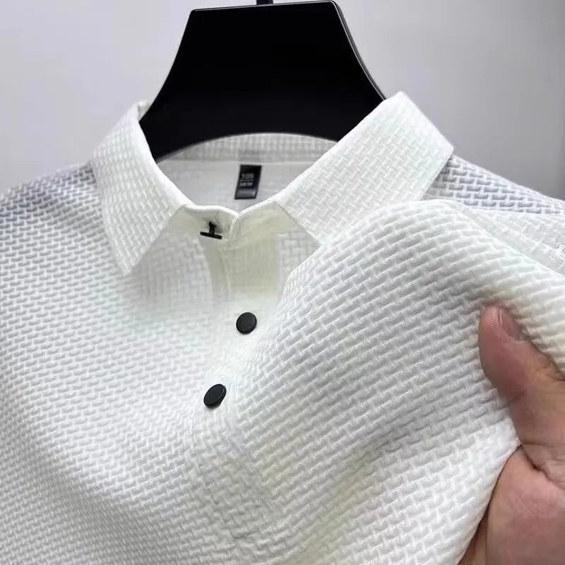 New Summer Men's Short Sleeve T-shirt  Solid Color Cool and Breathable POLO Shirt Business Casual Sweat-absorbing Top M-5XL