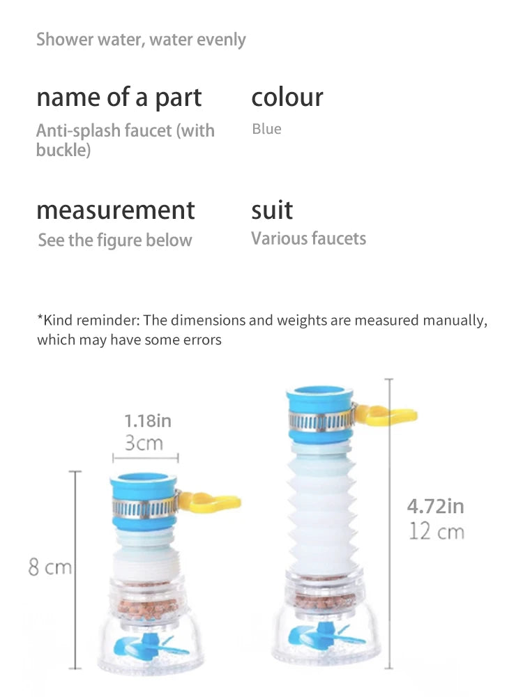 Faucet Filter Splash Proof 360 Degrees Rotatable Retractable Faucet Extender Universal Kitchen Maiwanshi Filter Water Purifier