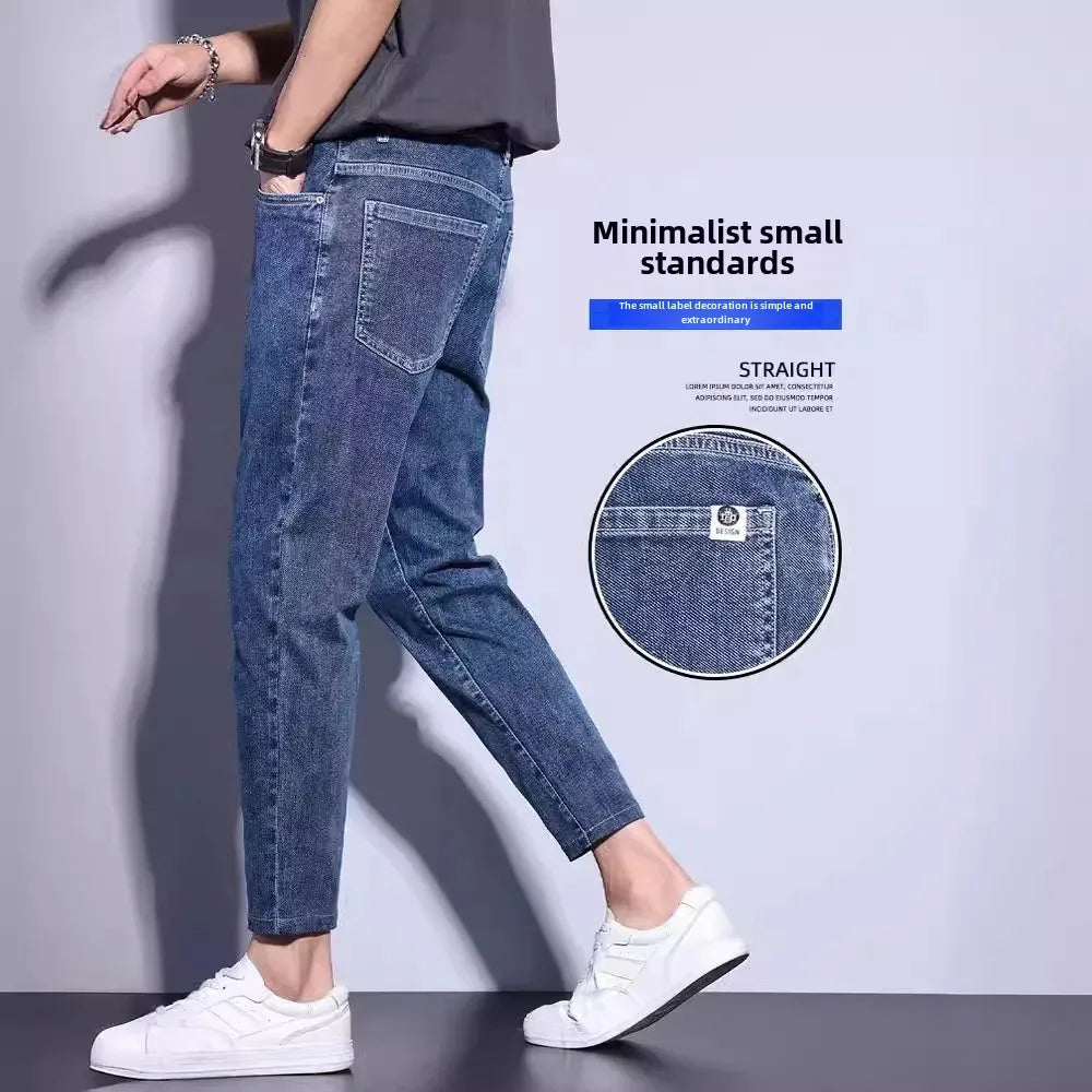 Trendy Jeans For Men Slim Fit Smooths Your Silhouette Casual Long Pants Summer 2024 New Style Slim Fit Denim Trousers