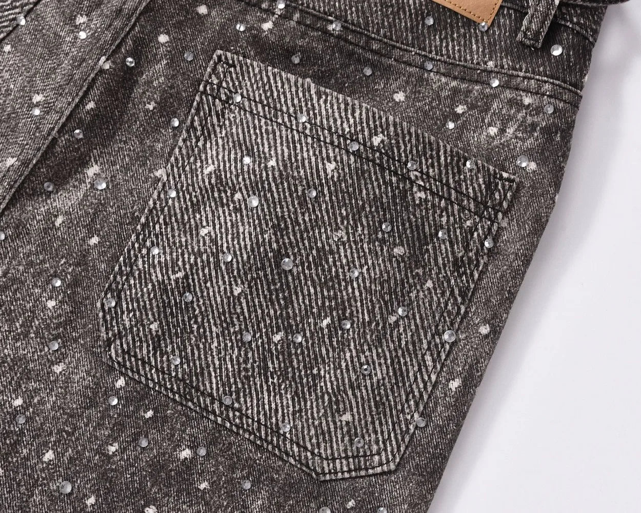 Tung Sung Full Diamond Printing Diamond Belt Wash Casual Loose Straight Jeans Hip Hop Y2k Men’s Jeans