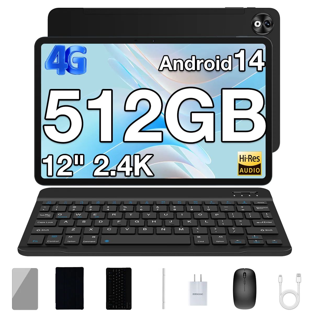 World Premiere DOOGEE T40 Pro Tablet 12" IPS 2.4K 20GB(8+12) 512GB Android 14 Helio G99 6nm 10800mAh 18W Charge 7.6mm ultra-thin