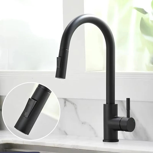 Kitchen Faucet Stainless Steel Brushed Faucet Kitchen Sink Faucet Pull-out Kitchen Water Faucet Single Hole Faucet