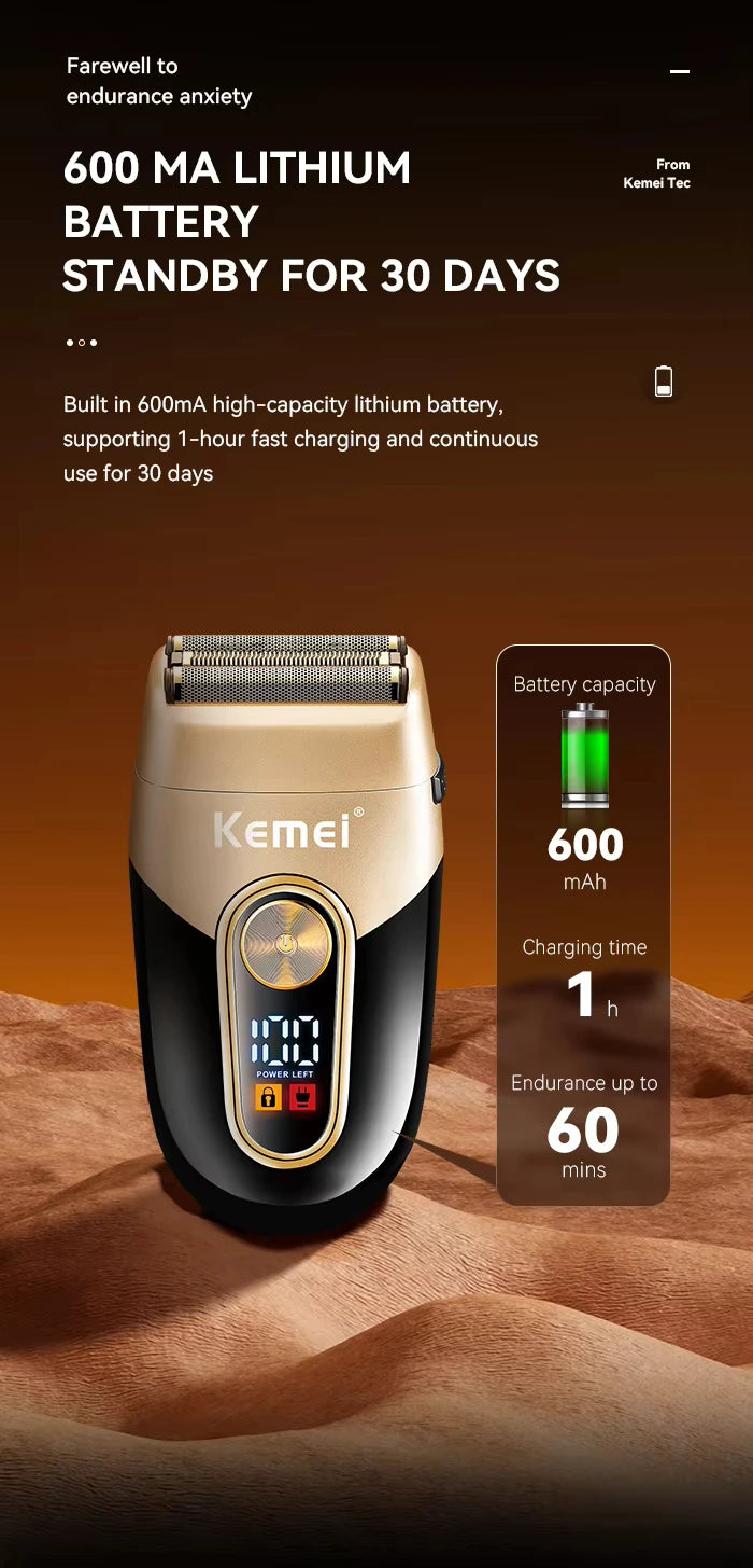 KEMEI High Quality Male  Three Blade Heads Electric Shaver Shaving Machine Foil Trimmer Razor KM-3209