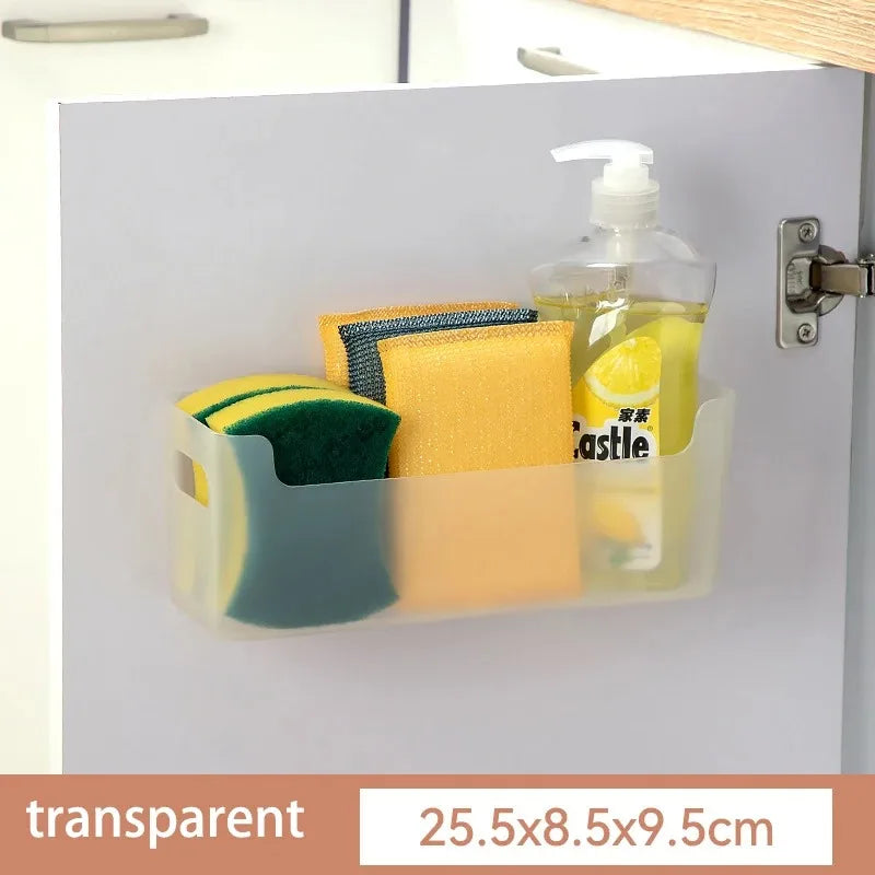 Kitchen Organizer Wall-mounted Kitchen Storage Organization Plastic Storage Rack Punch-Free Dish Drying Rack Accessories Shelf