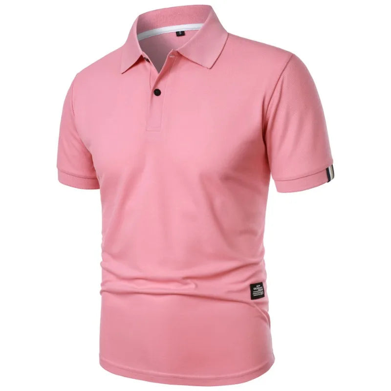 Summer Solid Color Polo Shirt Men's Short Sleeve Button Tshirts Lapel Lightweight  Streetwear Sport Casual Tops