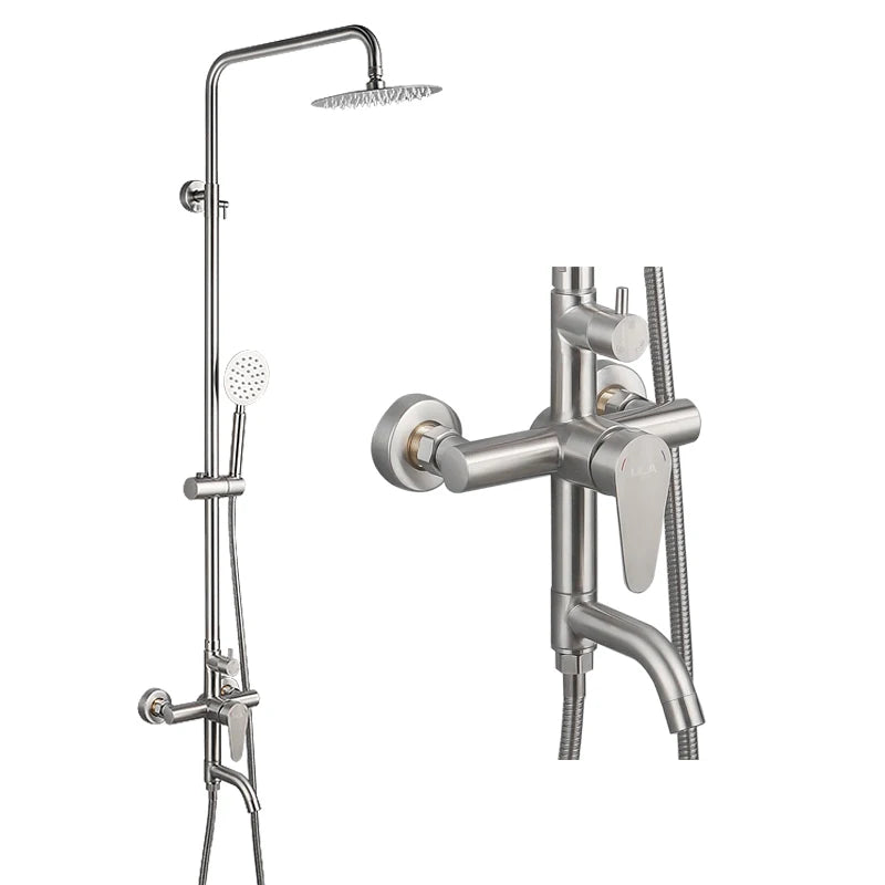 ULA Bathroom Faucet Brushed/Black Rain Shower Head Bath Faucet Wall Bathtub Shower Mixer Tap Shower System Shower Faucet Set