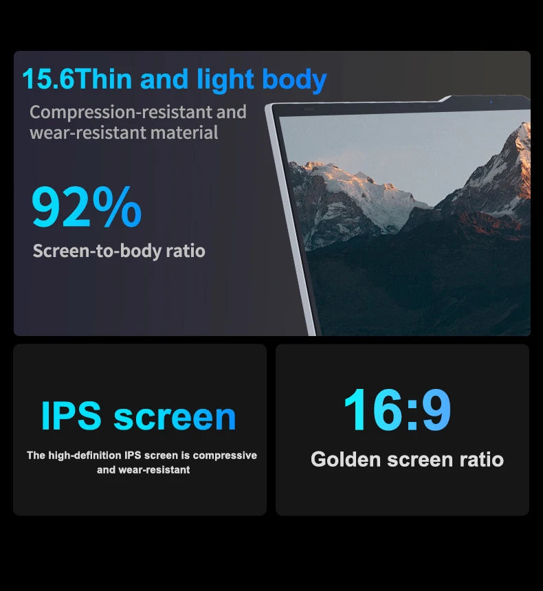 15.6"Ultra Slim Laptop 32GB RAM 2048GB SSD Intel Core i7-6500U Notebook Gamer 1920*1080 Display Office Study Computer Windows 11