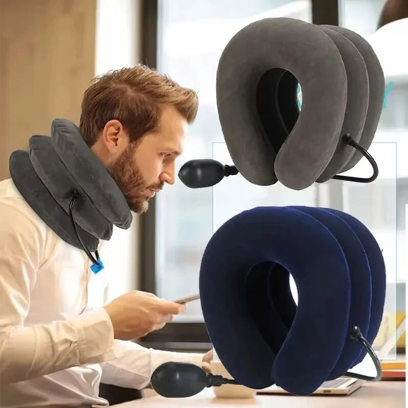 Neck Support Cushion Inflatable Air Cervical Neck Traction Device Pain Stress Relief Tractor Support Massage NECK Pillow Neck Su