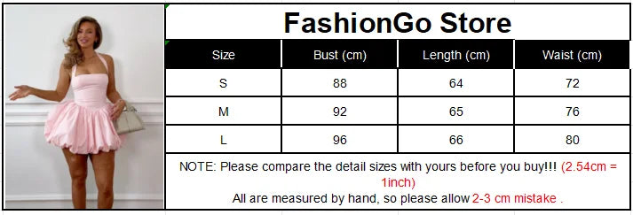 Elegant Pink Halter Pleated Mini Dress Women Lace-up Backless Off Shoulder Puff Hem A-line Short Gowns Summer Lady Party Robe