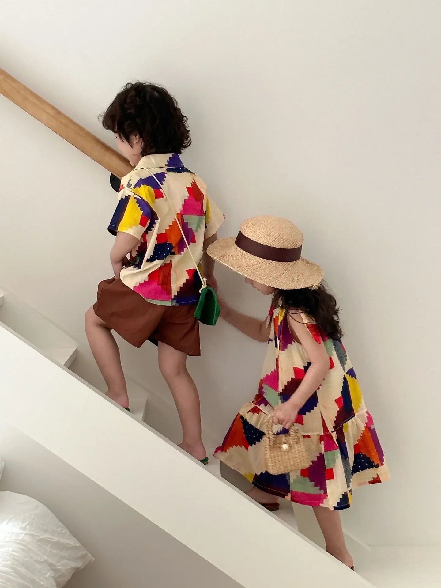 Children's Clothes 2025 Summer New Boy's Shirt Suit Or Baby Girl Dress Holiday Clothes Brother And Sister Clothes