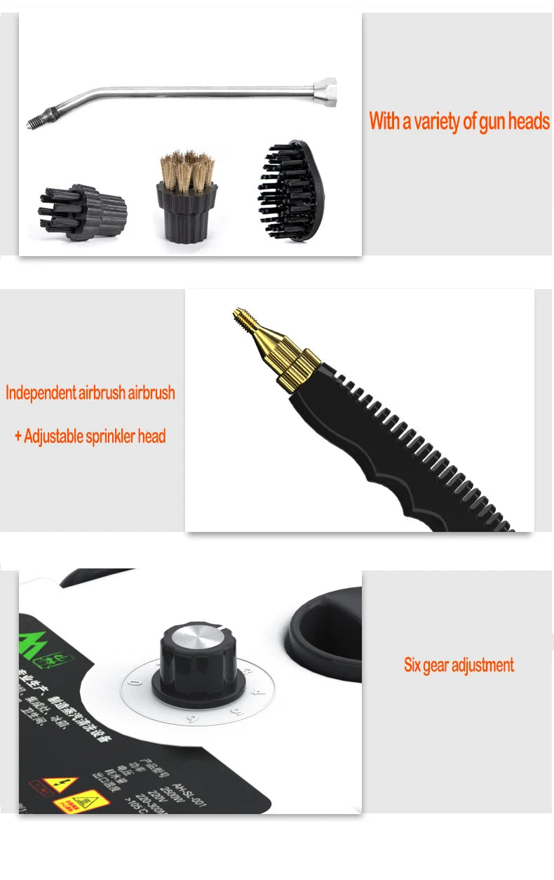 2500W Household High-temperature Steam Cleaner,  Sterilization Air Conditioning Kitchen Hood Home Car Steaming Cleaner 110V 220V