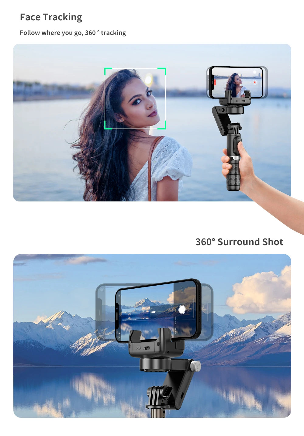 360 Rotation Following Shooting Mode Gimbal Stabilizer Selfie Stick Tripod Gimbal For iPhone Phone Smartphone Live Photography