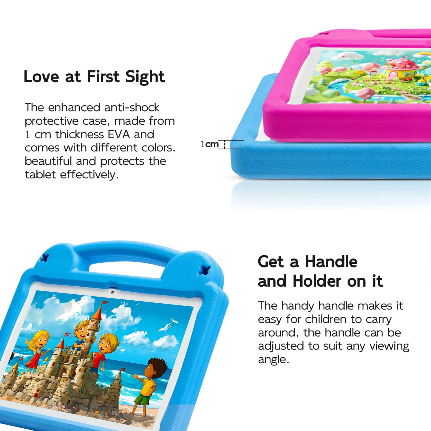 ANRY 10.1 Inch Kids Tablet 8GB(4+4 Expand) RAM 64GB ROM CPU A523 2.0GHZ 5000Mah Octa-Core Learning Education Children's Tablets